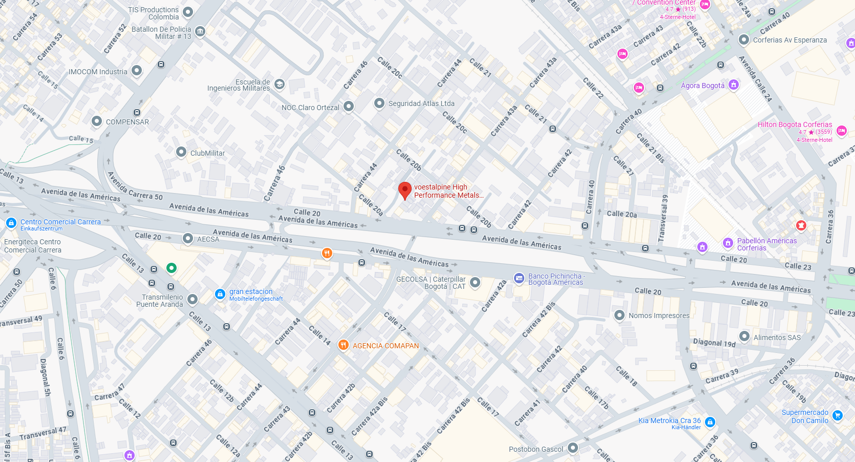 Ubicación de la empresa en Google Maps en Colombia