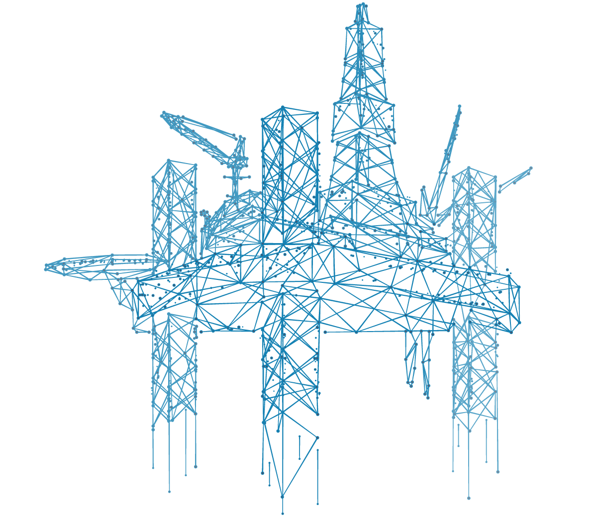Dibujo lineal de una plataforma petrolera